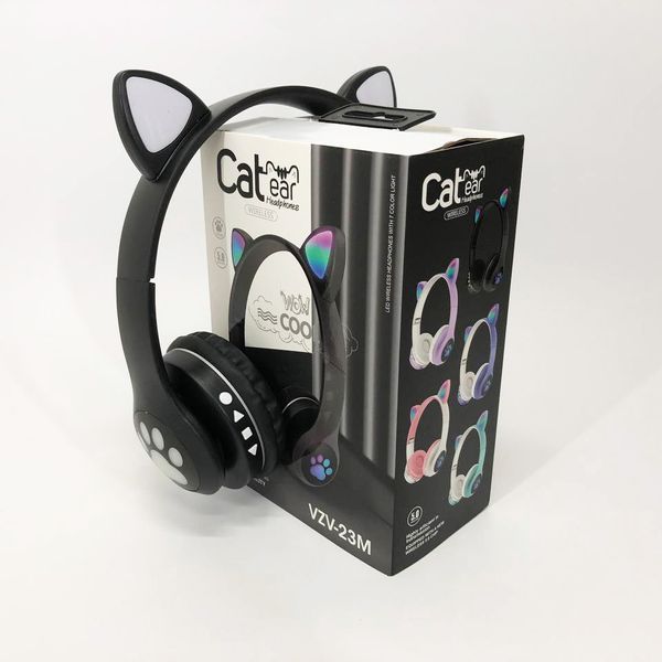 Беспроводные наушники с кошачьими ушками и RGB подсветкой Cat VZV 23M. Цвет: черный ws53257 фото