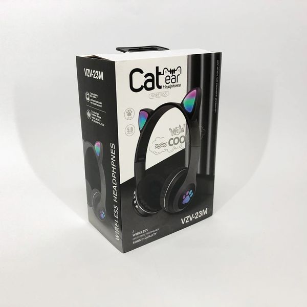 Беспроводные наушники с кошачьими ушками и RGB подсветкой Cat VZV 23M. Цвет: черный ws53257 фото