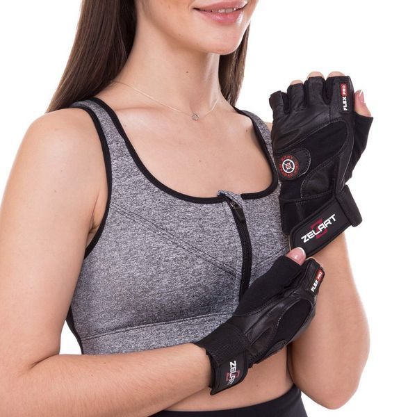 Перчатки спортивные кожаные Zelart SB-161552 S-XXL черный L SB-161552 фото