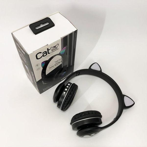 Беспроводные наушники с кошачьими ушками и RGB подсветкой Cat VZV 23M. Цвет: черный ws53257 фото