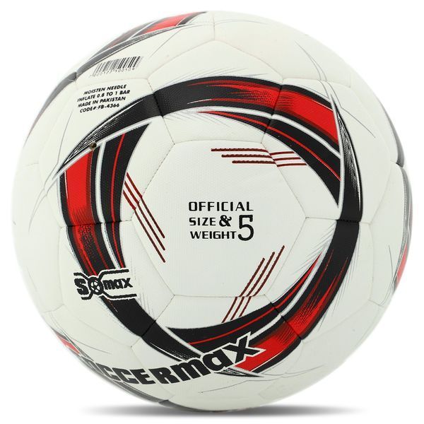 М'яч футбольний HYBRID SOCCERMAX FB-4366 №5 PU білий-червоний FB-4366 фото