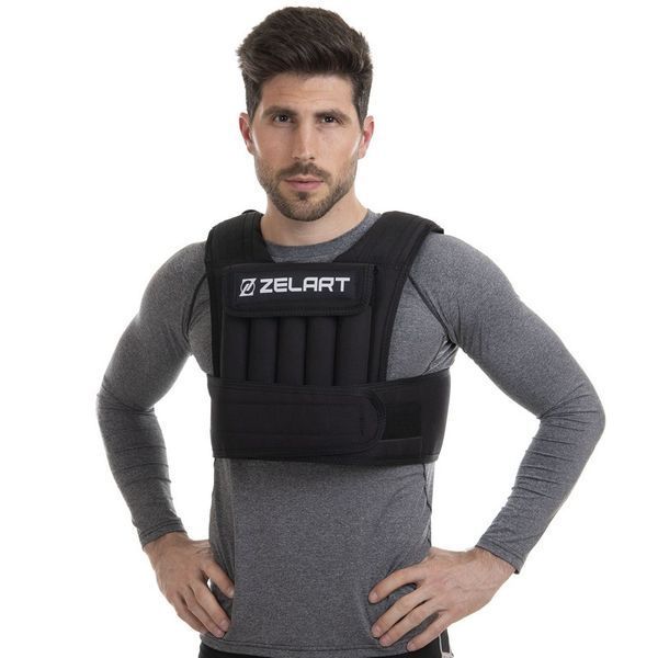 Жилет обважнювач з регульованою вагою Zelart WEIGTH VEST FI-2630-10 вага-1-10 кг чорний FI-2630-10 фото