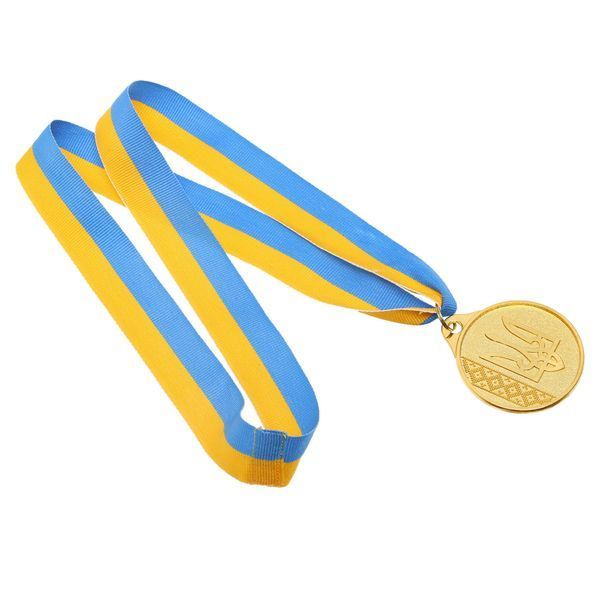Медаль спортивная с лентой SP-Sport UKRAINE с украинской символикой C-9294 o5см золото, серебро, бронза C-9294 фото