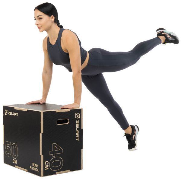 Бокс плиометрический тумба для кроссфита Плиобокс Wood Plyo box Zelart FI-4884-1 1шт 60см черный FI-4884-1 фото