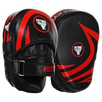 Лапа боксерская изогнутая тренировочная кожа FISTRAGE RAGE VL-6371 19х10х24см 2штуки черный-красный VL-6371 фото