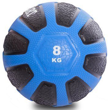Медбол мяч медицинский Medicine Ball Zelart FI-0898-8 8кг черный-голубой FI-0898-8 фото