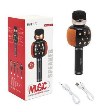 Беспроводной микрофон караоке блютуз WSTER WS-2911 Bluetooth динамик. Цвет: оранжевый ws99543-3 фото