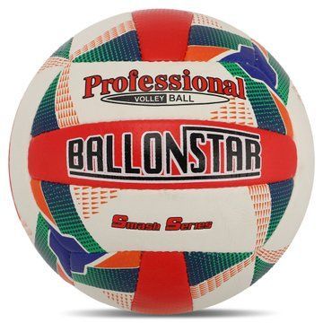 Мяч волейбольный BALLONSTAR VB-8858 №5 PU белый-оранжевый-синий VB-8858 фото