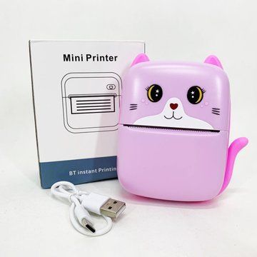 Портативний дитячий термопринтер з Bluetooth A8 Cat міні принтер для телефону Pink ws79673-1 фото