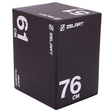 Бокс плиометрический тумба для кроссфита Плиобокс Anti-slip Plyo box Record TA-3275 1шт 51-61-76см черный TA-3275 фото