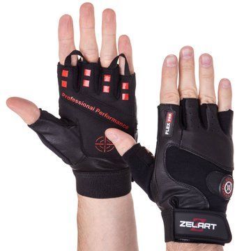 Перчатки спортивные кожаные Zelart SB-161552 S-XXL черный XL SB-161552 фото