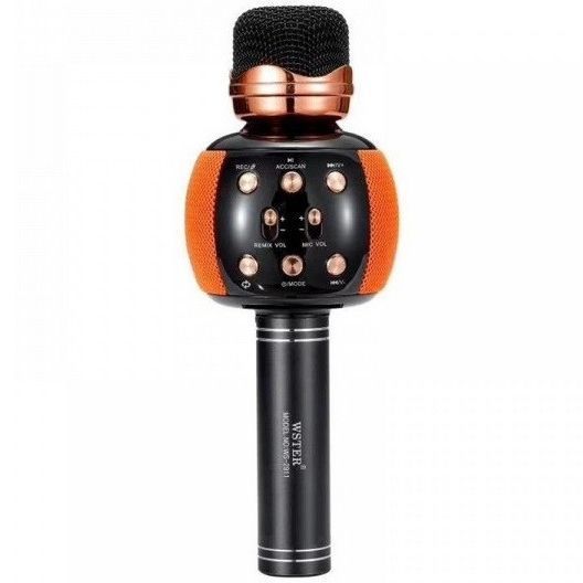 Беспроводной микрофон караоке блютуз WSTER WS-2911 Bluetooth динамик. Цвет: оранжевый ws99543-3 фото