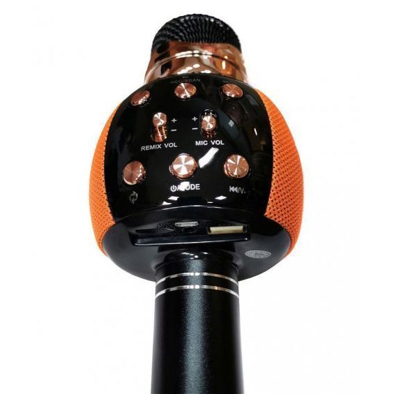 Беспроводной микрофон караоке блютуз WSTER WS-2911 Bluetooth динамик. Цвет: оранжевый ws99543-3 фото