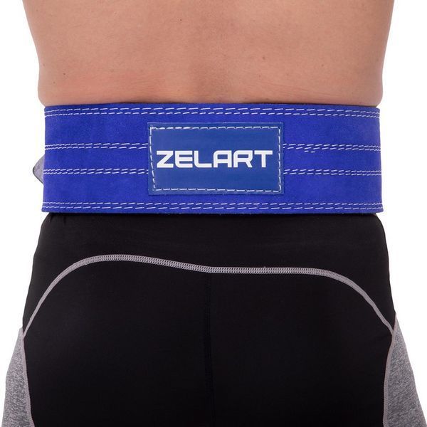 Пояс для пауэрлифтинга кожаный Zelart SB-165155 спинка-10см размер-XS-XXL синий SB-165155 фото