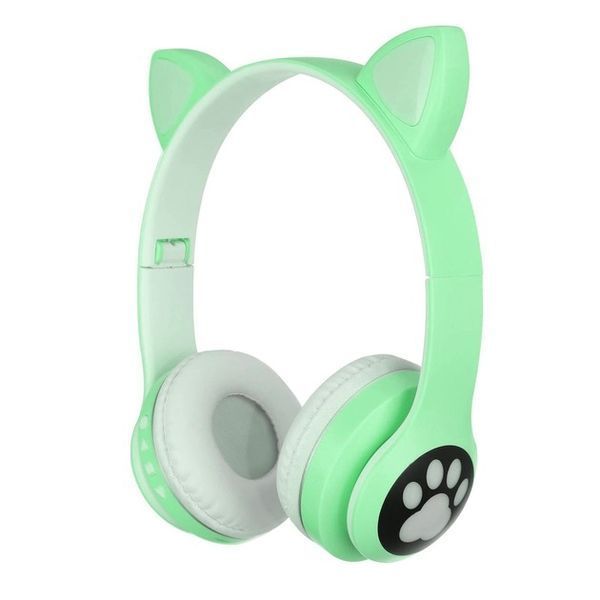 Беспроводные наушники с кошачьими ушками и RGB подсветкой Cat VZV 23M. Цвет: зеленый ws53257-1 фото
