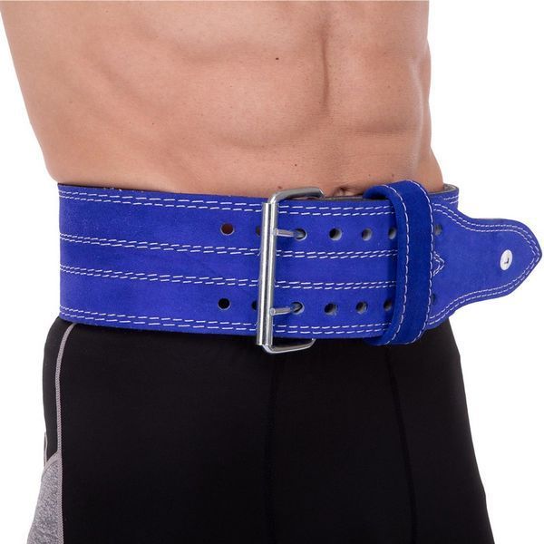 Пояс для пауэрлифтинга кожаный Zelart SB-165155 спинка-10см размер-XS-XXL синий SB-165155 фото