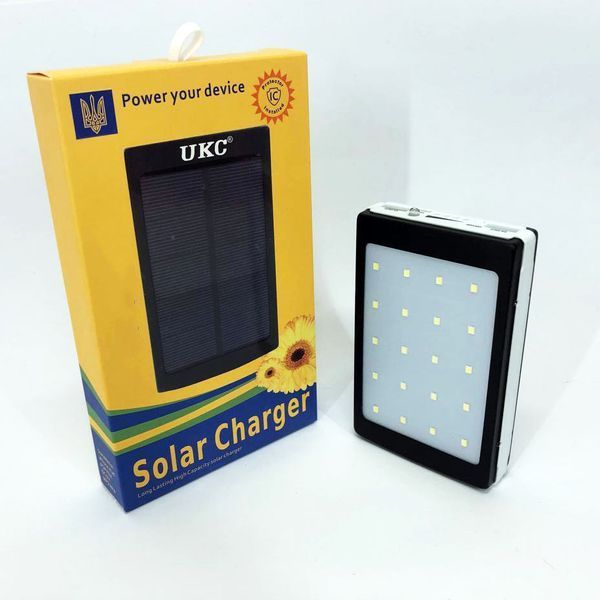 УМБ Power Bank Solar 40000 mAh мобільне зарядне із сонячною панеллю та лампою. Колір: чорний ws44689-3 фото