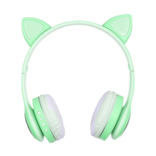Беспроводные наушники с кошачьими ушками и RGB подсветкой Cat VZV 23M. Цвет: зеленый ws53257-1 фото