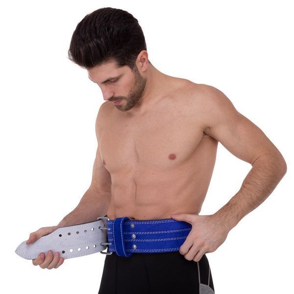 Пояс для пауэрлифтинга кожаный Zelart SB-165155 спинка-10см размер-XS-XXL синий SB-165155 фото