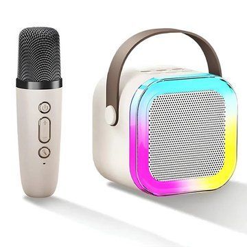 Портативна колонка з караоке мікрофоном та RGB підсвічуванням K12 10W Bluetooth. Колір: білий ws85126-2 фото