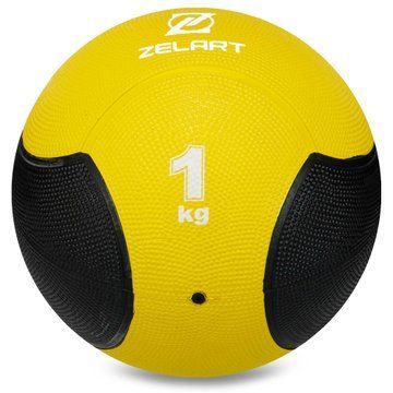 Медбол м'яч медичний Medicine Ball Zelart FI-5121-1 1кг жовтий-чорний FI-5121-1 фото