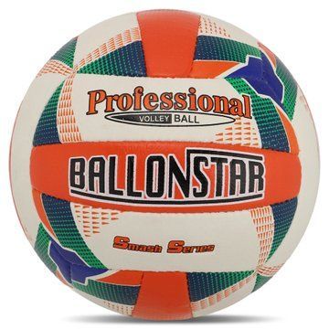 Мяч волейбольный BALLONSTAR VB-8857 №5 PU белый-оранжевый-синий VB-8857 фото