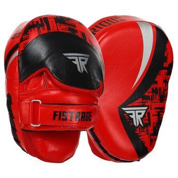 Лапа боксерская изогнутая тренировочная кожа FISTRAGE FURIOUS VL-4465 19х9х24см 2штуки красный-черный VL-4465 фото