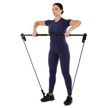 Палка гимнастическая с эспандерами Gym Stick для фитнеса SP-Sport FI-4412 1,3м черный FI-4412 фото