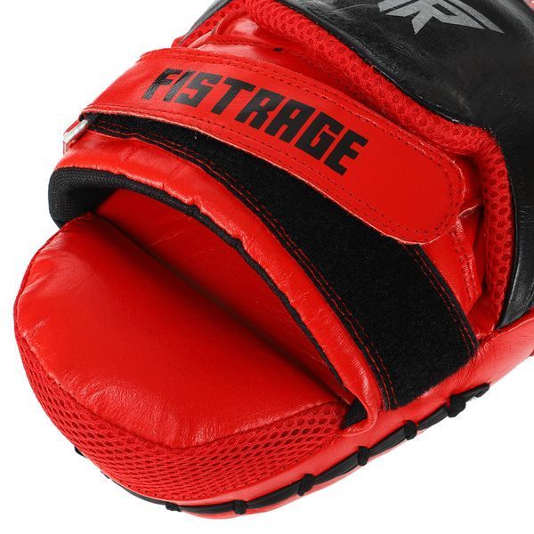 Лапа боксерская изогнутая тренировочная кожа FISTRAGE FURIOUS VL-4465 19х9х24см 2штуки красный-черный VL-4465 фото