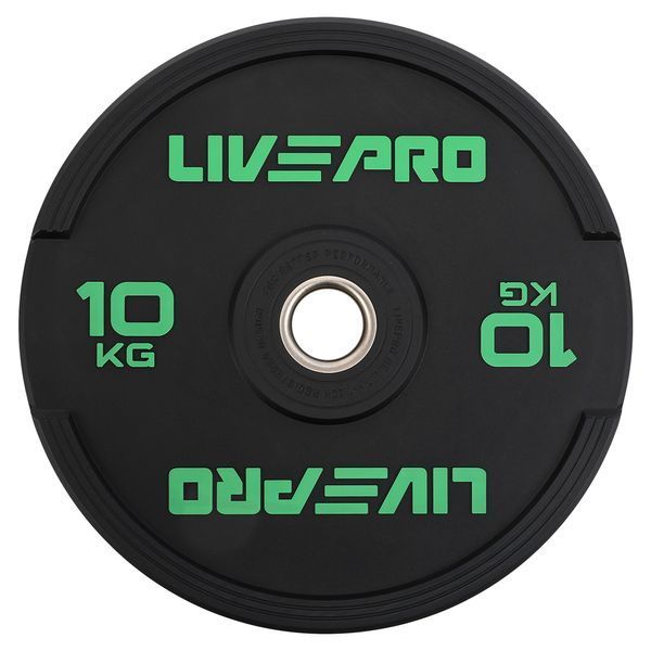 Бамперные диски резиновые Bumper Plates LiveUp LP8331-10 o50.5мм 10кг черный LP8331-10 фото