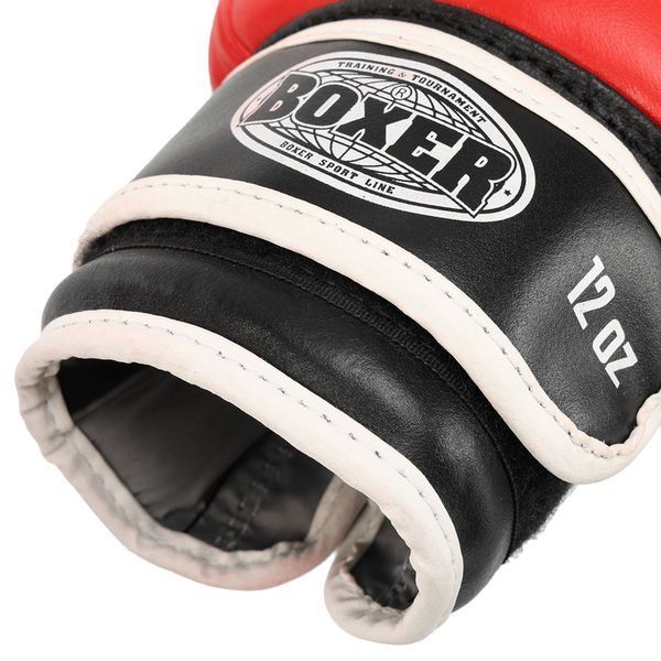 Рукавиці боксерські на липучці шкіряні BOXER 2023 10-12унцій кольори в асортименті 10 унції 2023 фото