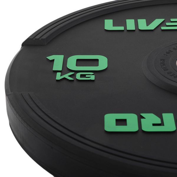 Бамперные диски резиновые Bumper Plates LiveUp LP8331-10 o50.5мм 10кг черный LP8331-10 фото