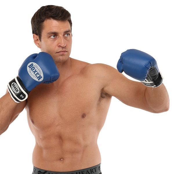 Рукавиці боксерські на липучці шкіряні BOXER 2023 10-12унцій кольори в асортименті 10 унції 2023 фото