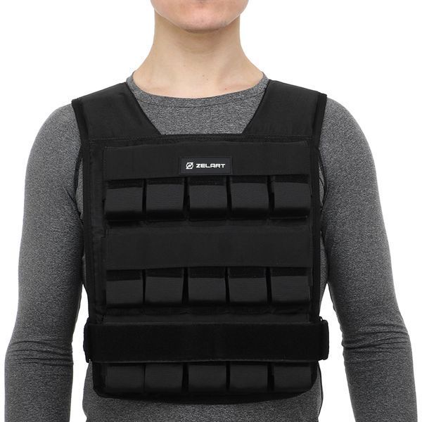 Жилет утяжелитель с регулируемым весом Zelart WEIGTH VEST TA-7815-30 вес-1-30кг черный TA-7815-30 фото