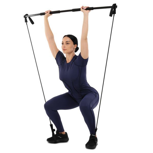 Палка гимнастическая с эспандерами Gym Stick для фитнеса SP-Sport FI-4412 1,3м черный FI-4412 фото