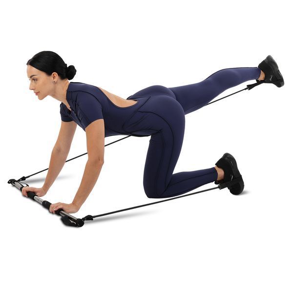 Палка гимнастическая с эспандерами Gym Stick для фитнеса SP-Sport FI-4412 1,3м черный FI-4412 фото