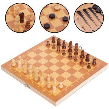 Шахматы шашки нарды 3 в 1 набор настольных игр деревянные SP-Sport W7721 размер 24x24см W7721 фото