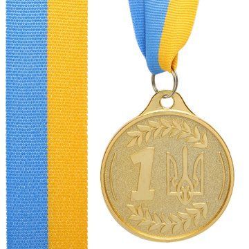 Медаль спортивная с лентой SP-Sport UKRAINE с украинской символикой C-9293 o6,5см золото, серебро, бронза C-9293 фото