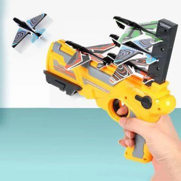 Детский игрушечный пистолет с самолетиками Air Battle катапульта с летающими самолетами (AB-1). Цвет: желтый ws23412 фото