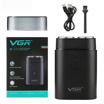 Чоловіча акумуляторна міні електробритва VGR V-341 із двома головками для гоління бороди та вусів шейвер ws18151 фото