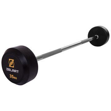 Штанга нерозбірна з фіксованою вагою пряма гумова Zelart Rubber Coated Barbell TA-2685-35 довжина-95см 35кг чорний TA-2685-35 фото