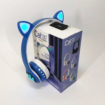 Беспроводные наушники с кошачьими ушками и RGB подсветкой Cat VZV 23M. Цвет: синий ws53257-3 фото