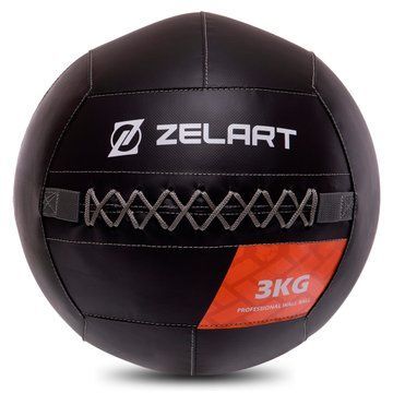Мяч набивной медицинский для кроссфита WALL BALL Zelart TA-7822-3 вес-3кг черный TA-7822-3 фото