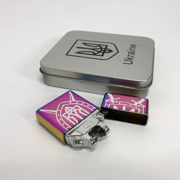 Дугова електроімпульсна запальничка USB Україна металева коробка HL-446. Колір: хамелеон ws16172 фото