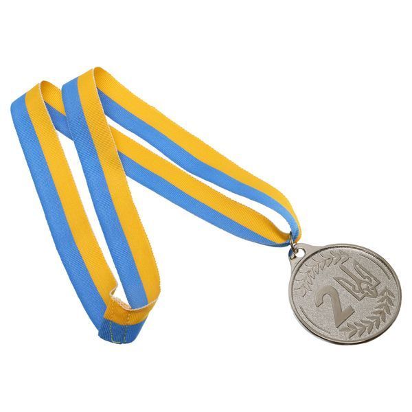 Медаль спортивная с лентой SP-Sport UKRAINE с украинской символикой C-9293 o6,5см золото, серебро, бронза C-9293 фото