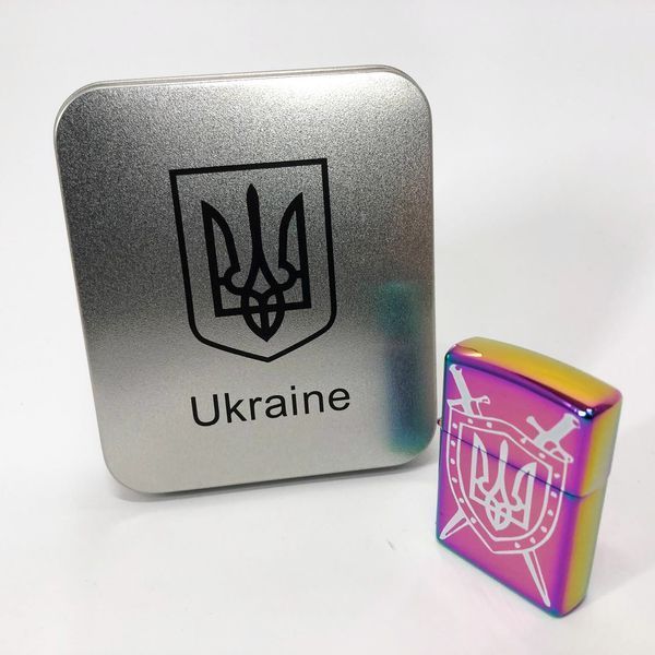 Дугова електроімпульсна запальничка USB Україна металева коробка HL-446. Колір: хамелеон ws16172 фото