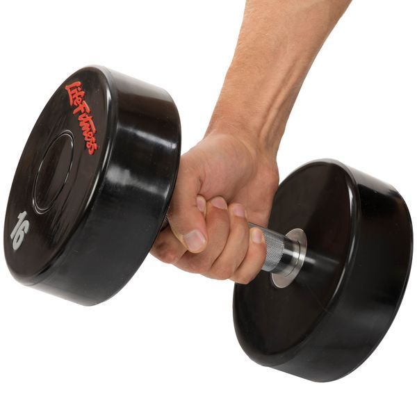 Гантель цельная профессиональная с полиуретановым покрытием LIFE FITNESS SC-80081-16 1шт 16кг черный-красный SC-80081-16 фото