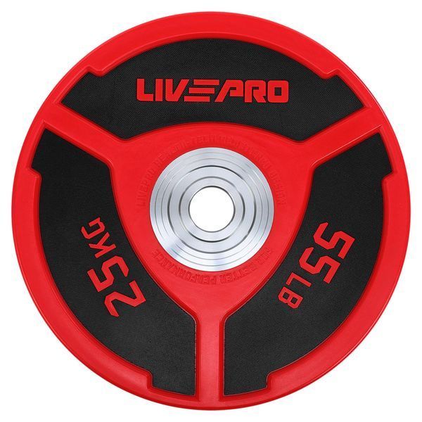 Бамперні диски поліуретанові Bumper Plates LiveUp LP8027-25 o50.5мм 25кг червоний-чорний LP8027-25 фото