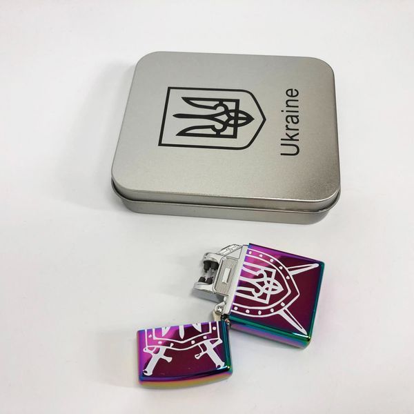 Дугова електроімпульсна запальничка USB Україна металева коробка HL-446. Колір: хамелеон ws16172 фото