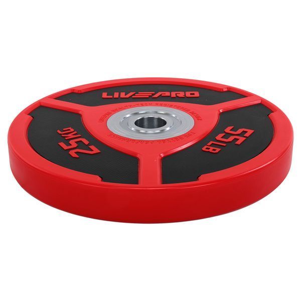 Бамперні диски поліуретанові Bumper Plates LiveUp LP8027-25 o50.5мм 25кг червоний-чорний LP8027-25 фото